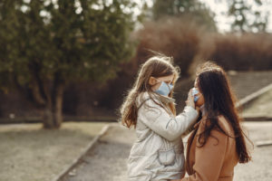 Mother and Daughter in masks